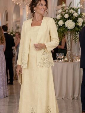 Vintage Elizeh 100% Linen 3 Piece Suit Set Size 14 Butter Yellow